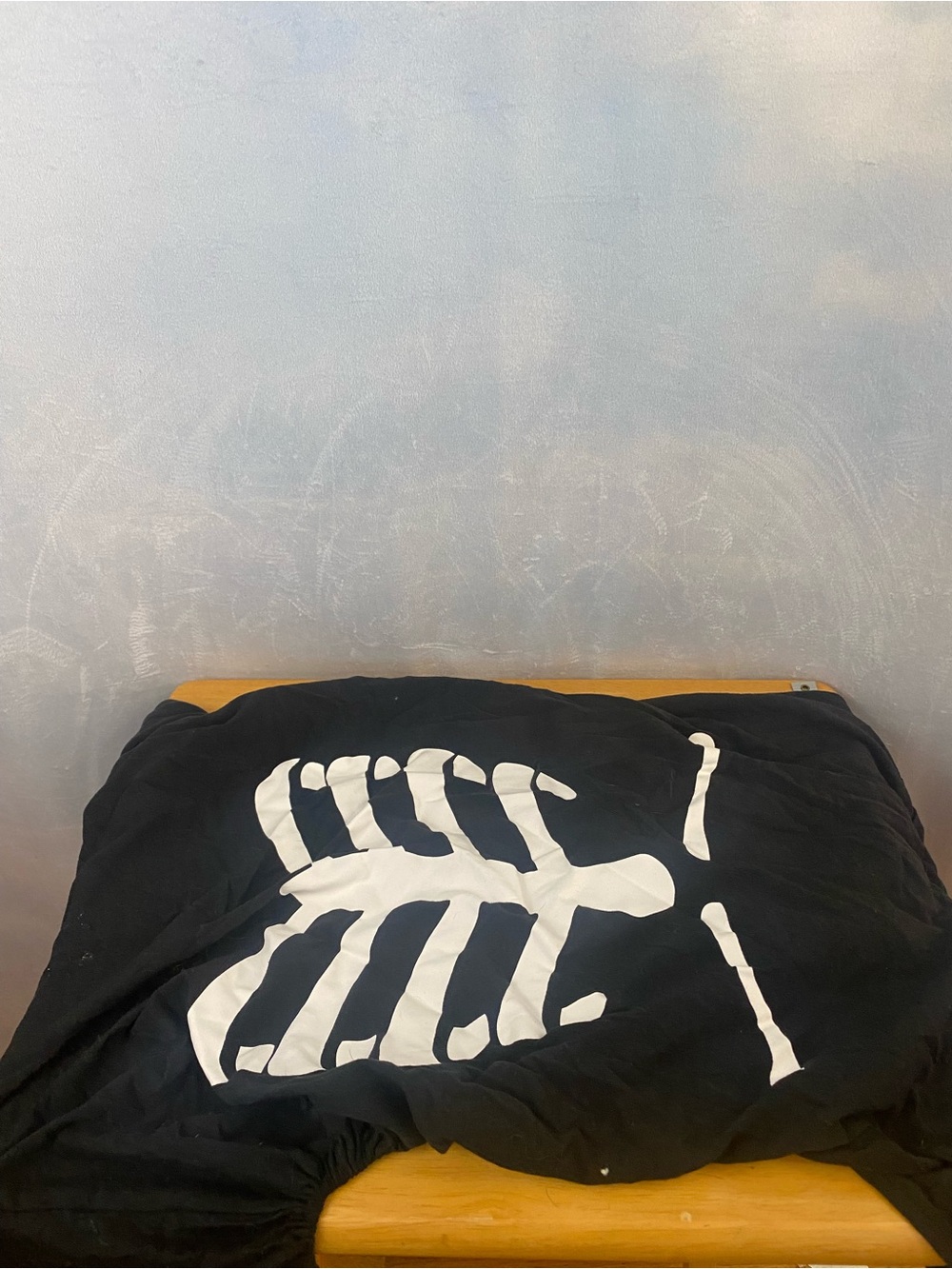 Black Pet Costume with White Skeleton Graphic Size XL